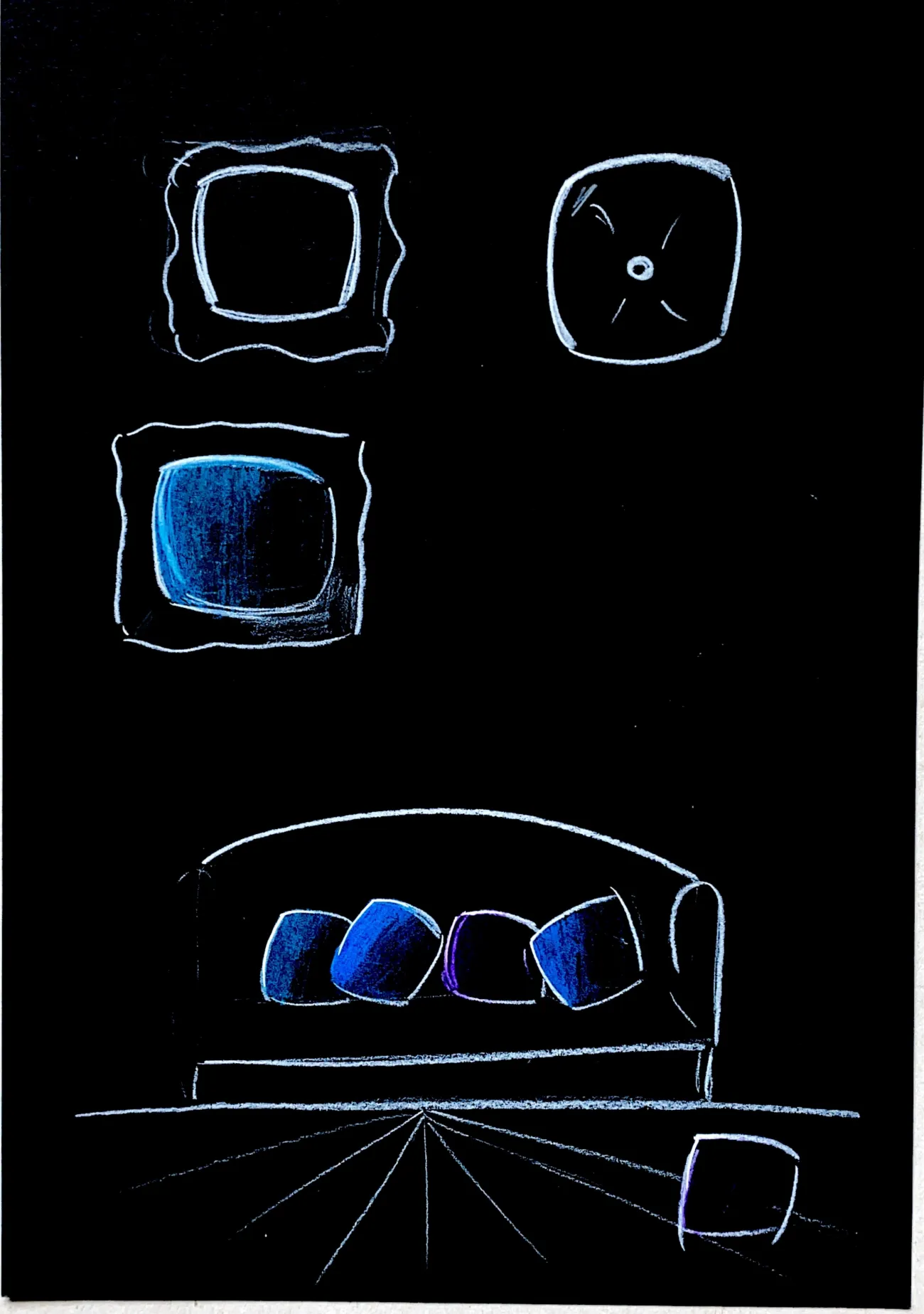 Études de coussins pour un canapé