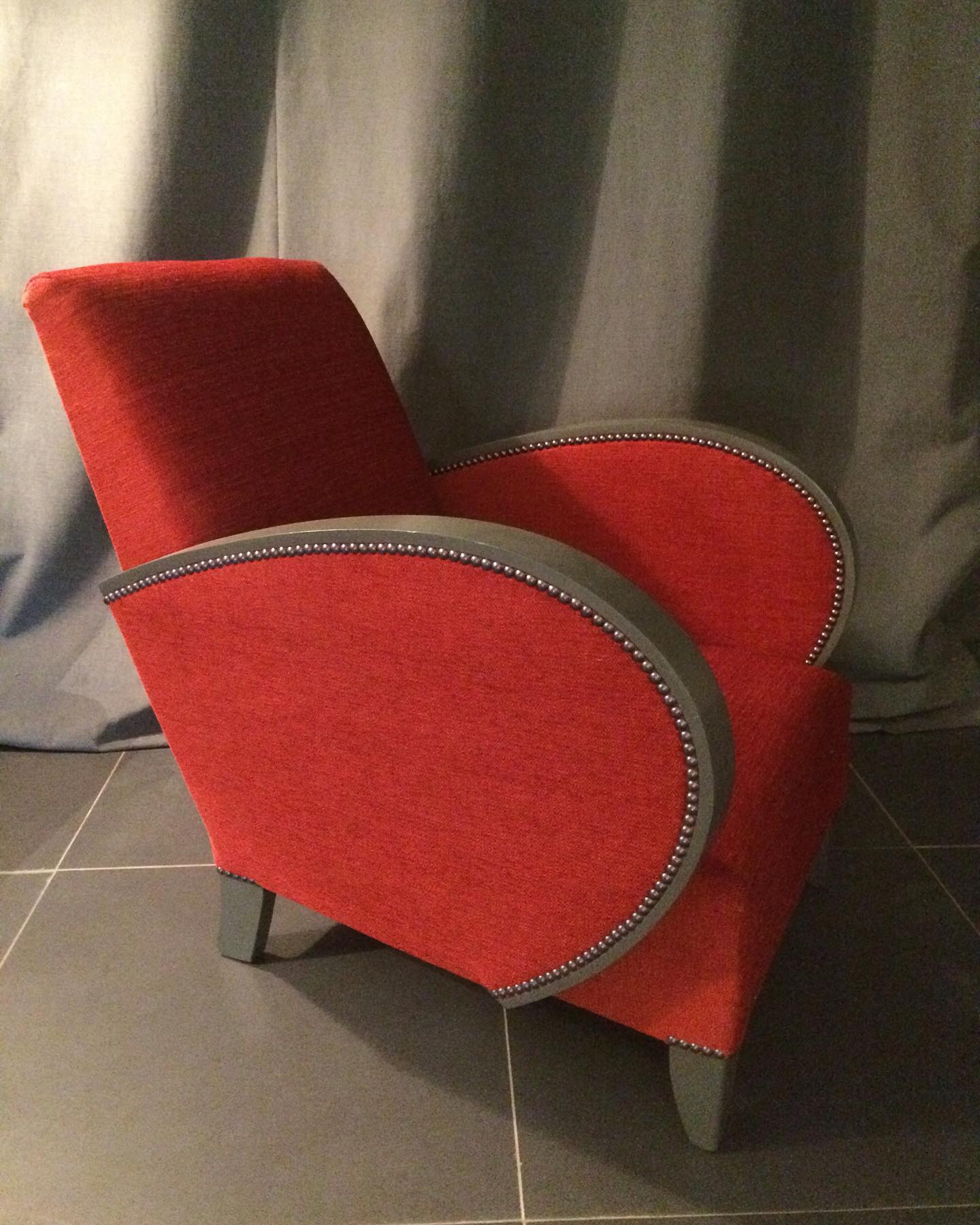Paire de fauteuils art déco, motif coraux bleus